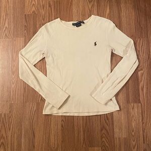 Ralph Lauren Beige White Long Sleeve Tee